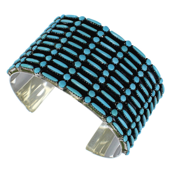 Turquoise Needlepoint Sterling Silver Well-Built Cuff Bracelet CX49565